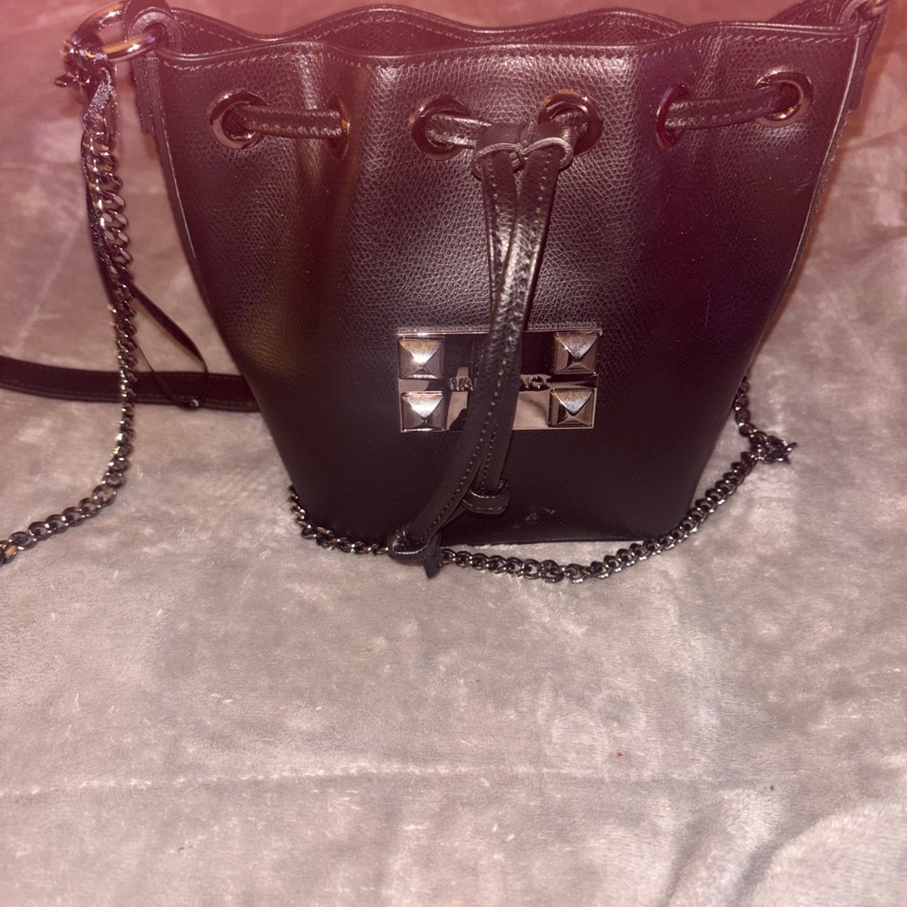 Black Leather Bucket Bag